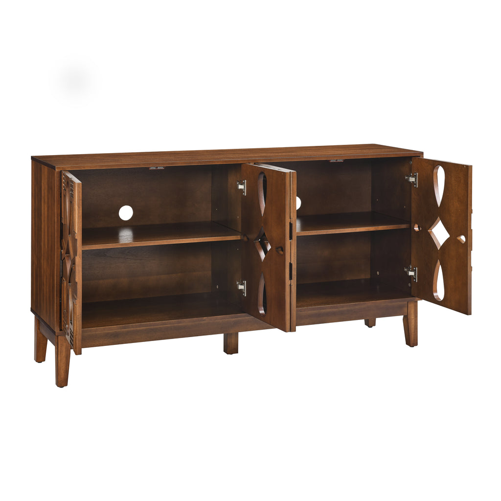 60.5' Mid Century Modern Sideboard Buffet Cabinet with Storage, TV Media Console Table, Storage Cabinet with 4 Doors & Adjustable Shelves for Kitchen Dining Living Room Entryway, Walnut - Grand Goldman Shop