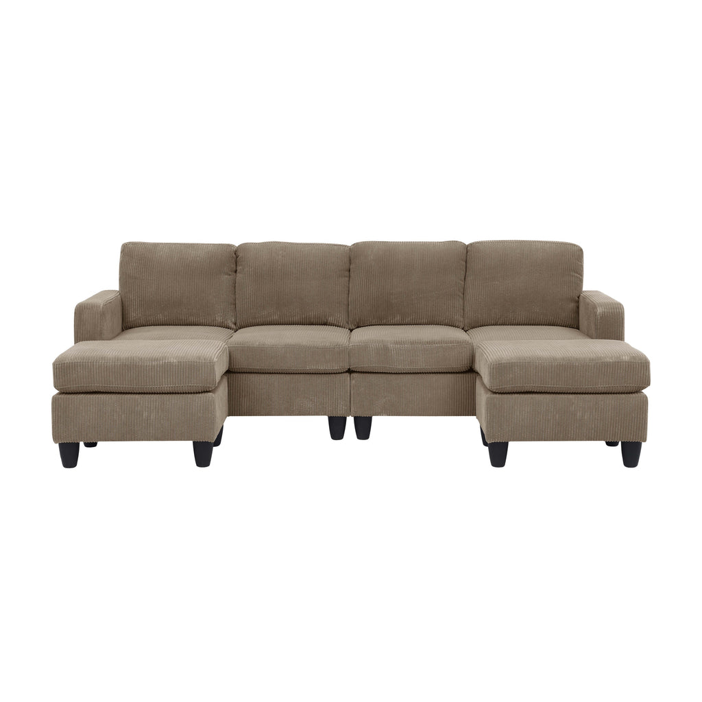 Savannah Modular Corduroy Sectional Sofa with Ottoman - Grand Goldman Shop