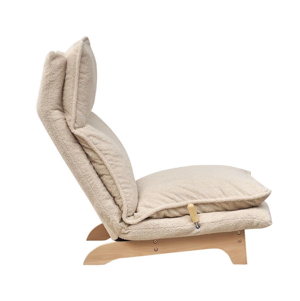 Foldable Metal Frame - Beige Reclining Single Sofa Chair for Bedroom or Balcony - Lazy Leisure Lounge Chair - Grand Goldman Shop