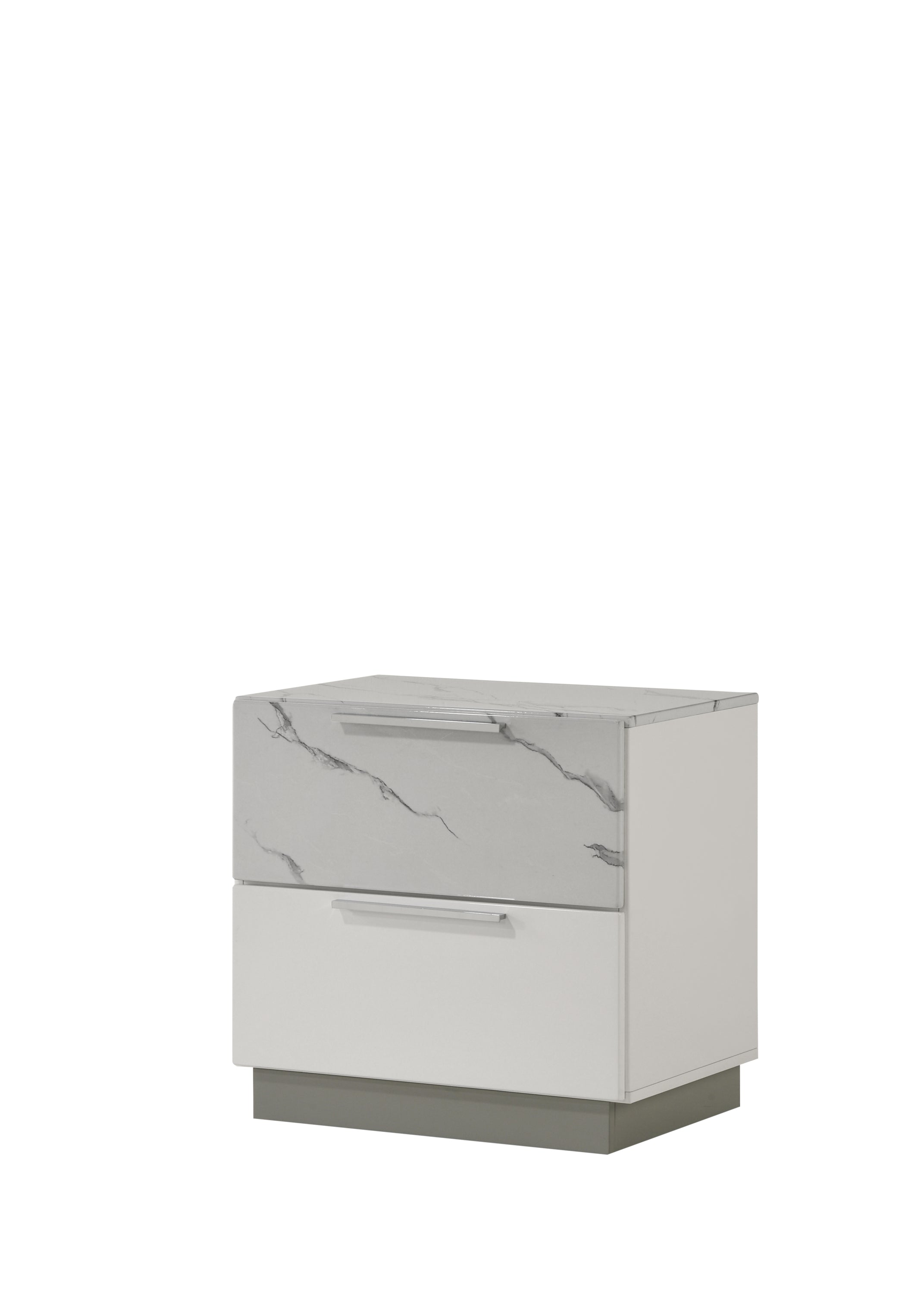 Mist Queen 4-Piece Set – Two-Tone High-Gloss Marble & Lacquer Finish with LED Lighting White - Grand Goldman Shop