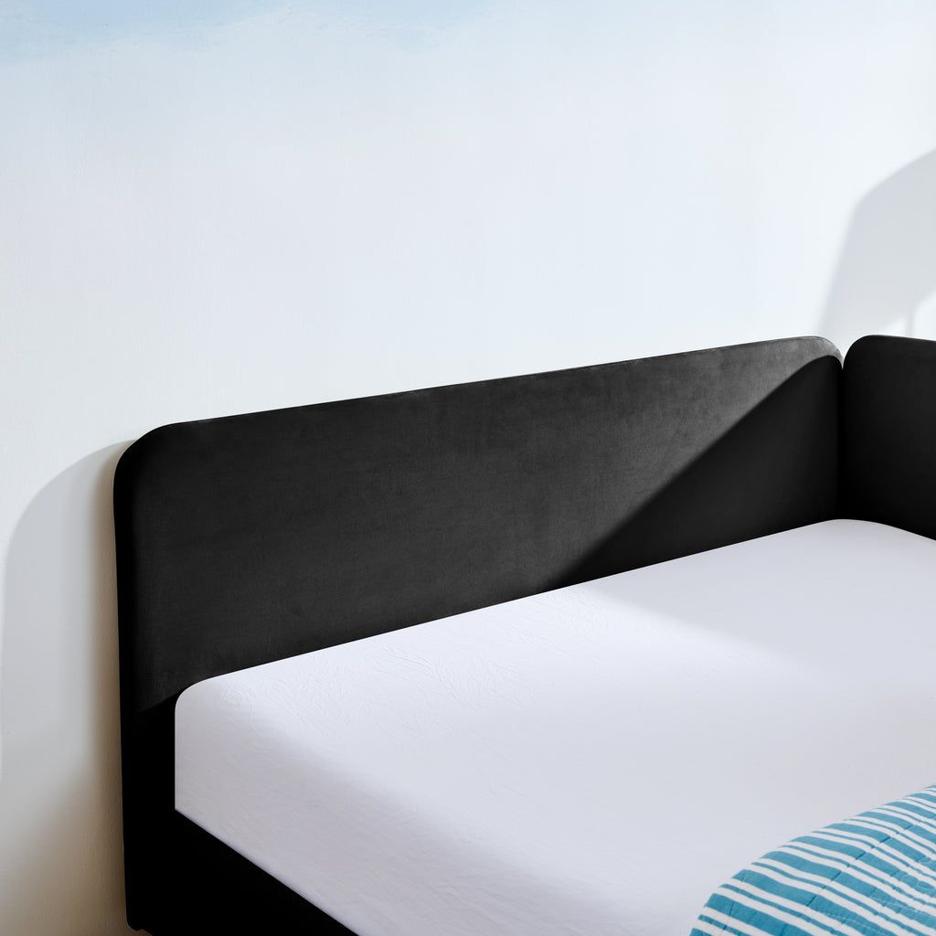Black Velvet Upholstered Platform Bed Frame with 2 Storage Drawers and Adjustable Sofa Bed, Full Size - Grand Goldman Shop
