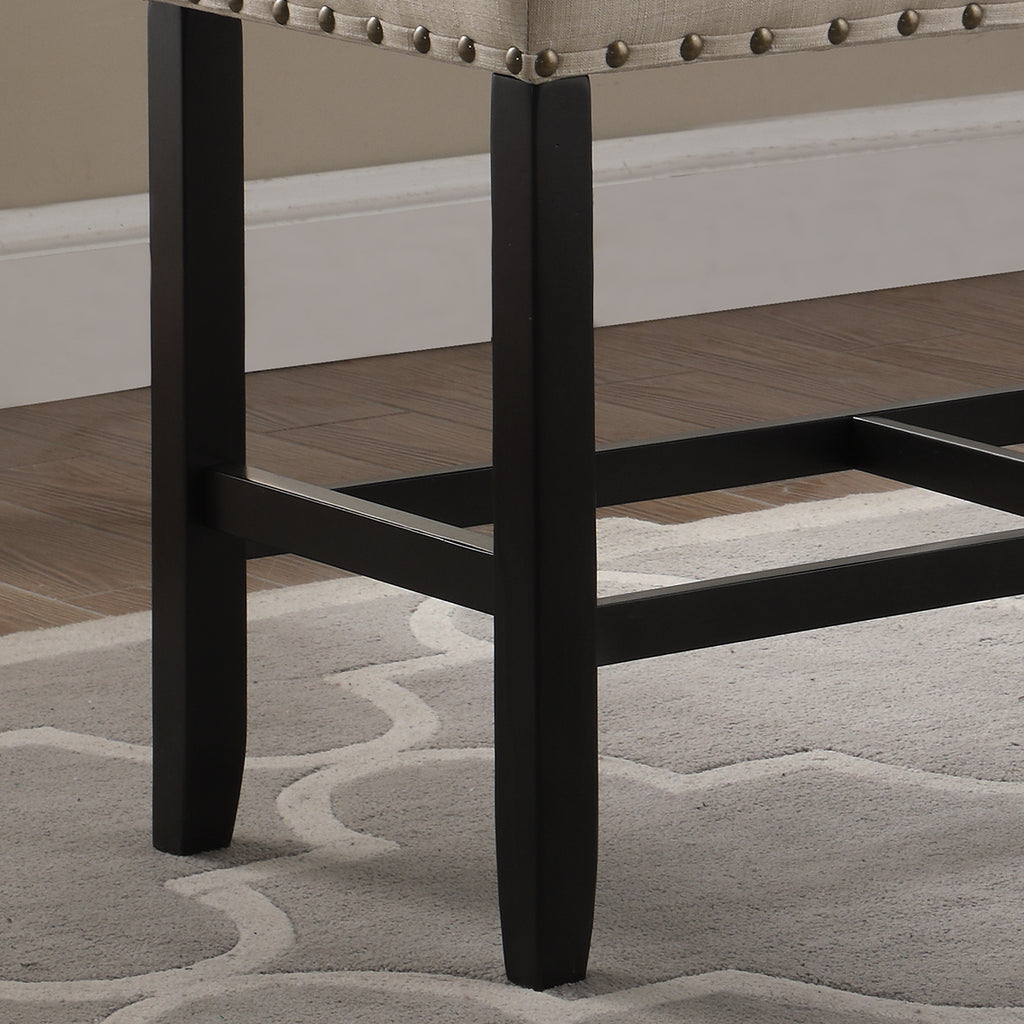 Biony Fabric Counter Height Dining Bench with Nailhead Trim, Tan - Grand Goldman Shop