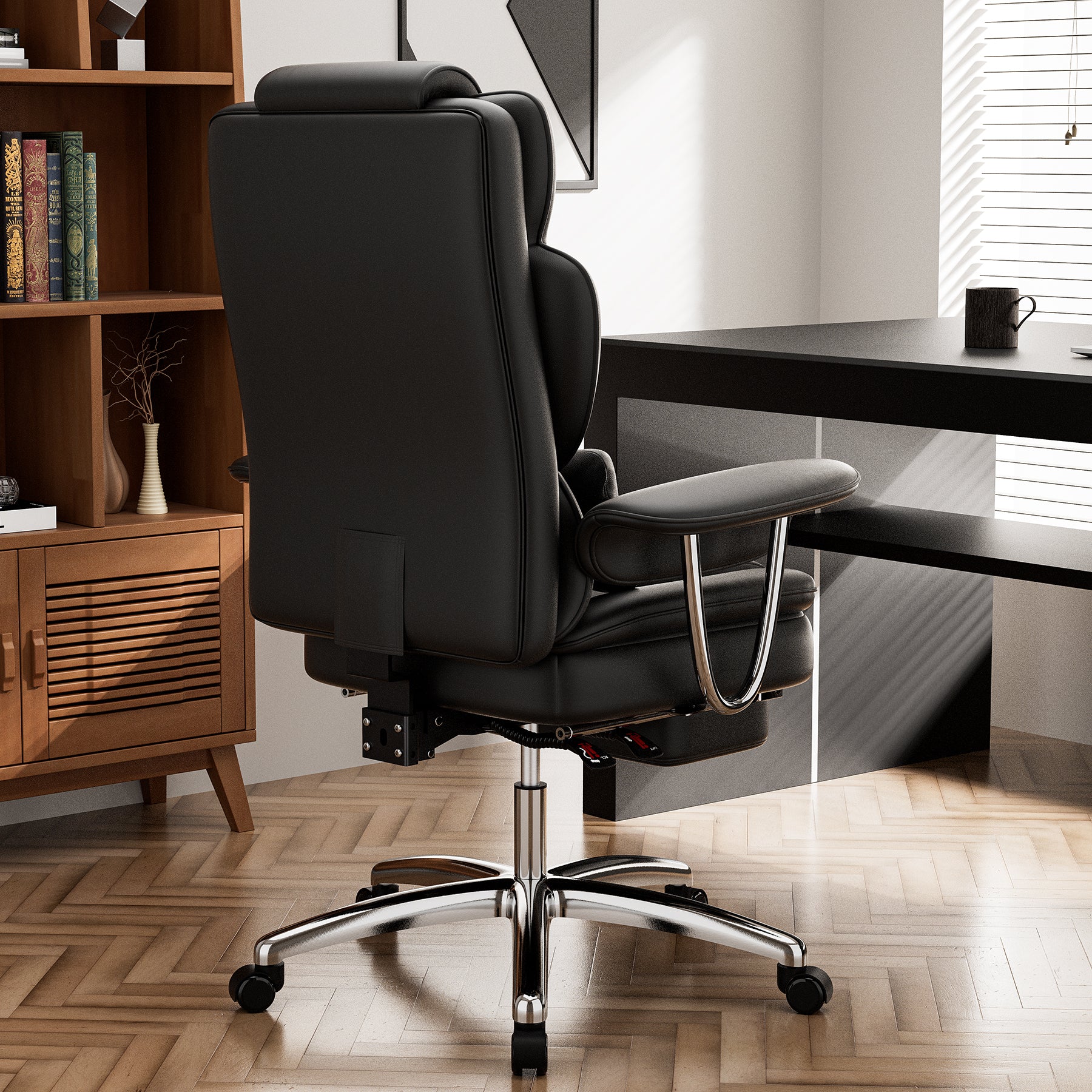 Office Chair, Big and Tall Executive Office Chair with Footrest, Leather Computer Chair, Ergonomic Reclining Chair High Back,