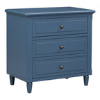U_STYLE 28''Pine Wood Nightstand with 3 Drawers and Smooth Gliding Rails ,Simple Bedside Cabinet with Metal handle, Minimalist Sofa Side Table with rubber legs for Bedroom Sofa Couch Office - Grand Goldman Shop