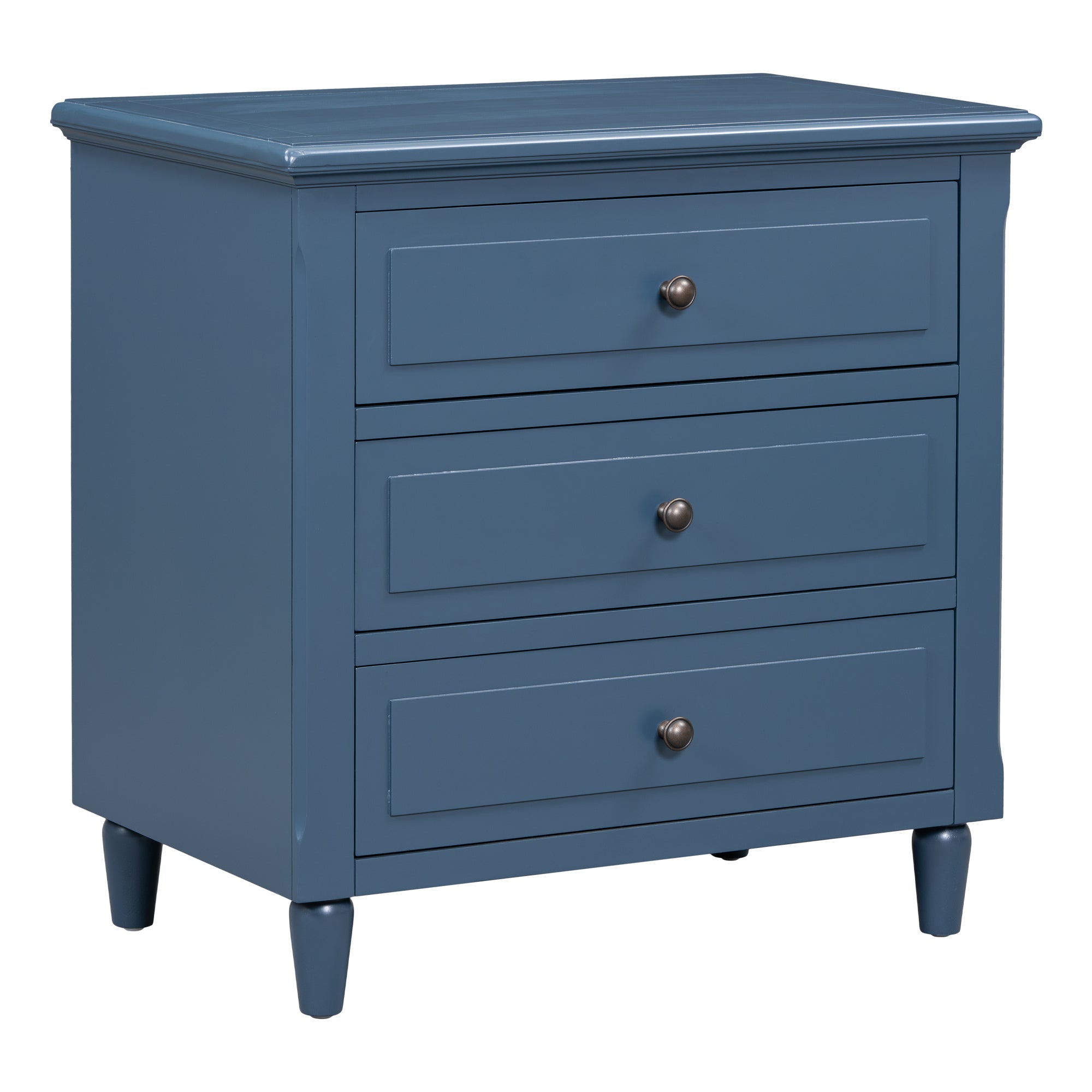 U_STYLE 28''Pine Wood Nightstand with 3 Drawers and Smooth Gliding Rails ,Simple Bedside Cabinet with Metal handle, Minimalist Sofa Side Table with rubber legs for Bedroom Sofa Couch Office - Grand Goldman Shop