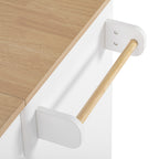 K&K 55.5' Fluted Kitchen Island with 2 Drop Leaf, Kitchen Storage Cart with Power Outlet, 4 Doors, Spice rack, Rolling Island Table with Wood-grain Top, Curved Edge for Kitchen, Dining Room,White - Grand Goldman Shop