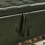 48' Ottoman Bench with Storage, Bench for Bedroom,Living Room,Hallway, Upholstered Tufted Faux Leather PU Ottoman Dark Green - Grand Goldman Shop