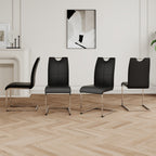 Modern Dining Chairs with Faux Leather Padded Seat Dining Living Room Chairs Upholstered Chair with Chrome Metal Legs Design for Kitchen, Living, Bedroom, Dining Room Side Chairs Set of 4 - Grand Goldman Shop