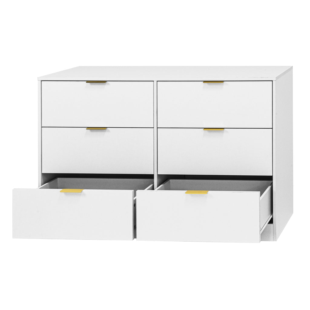 Simply Modern 6-Drawer Dresser, Chest of Drawers for Bedroom, Living Room, Hallway, and Entryway - Large Storage Cabinet White - Grand Goldman Shop