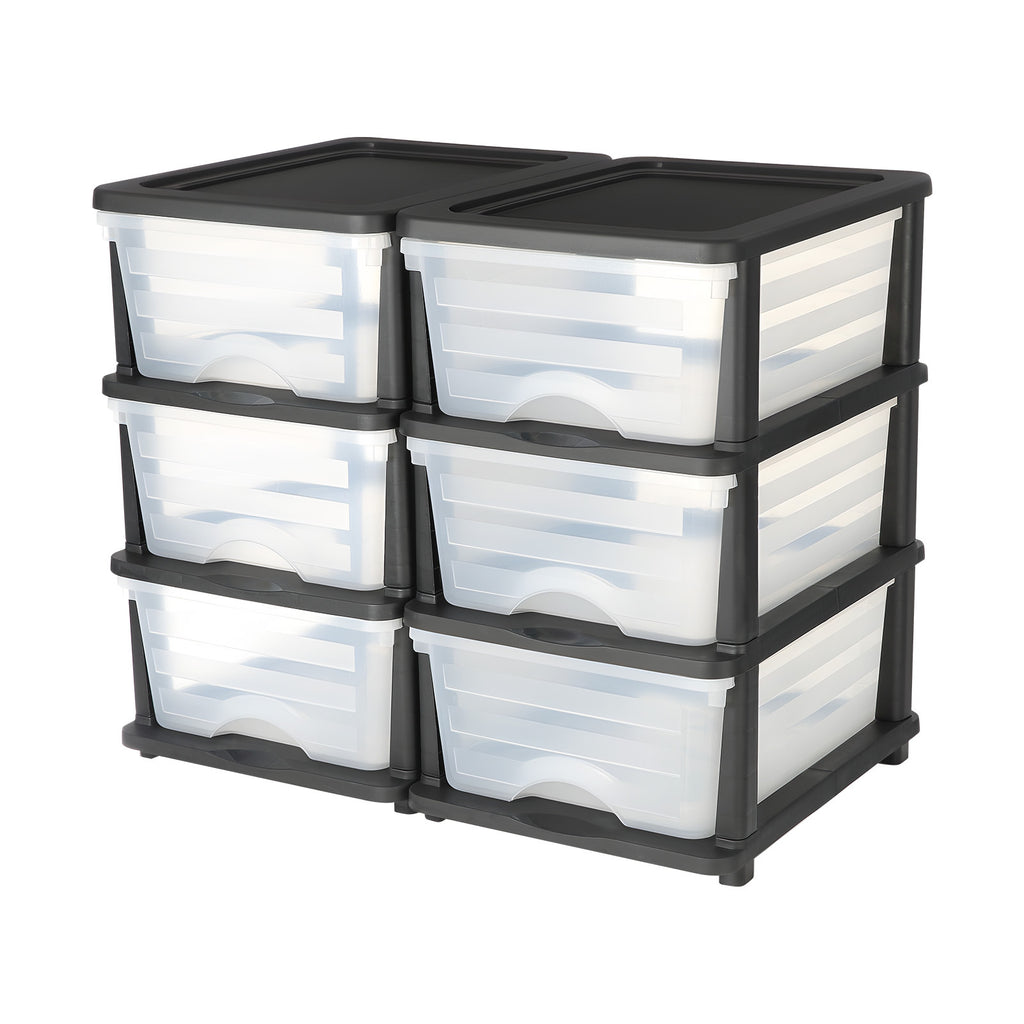 2 Pack Plastic Storage Drawers Storage Dresser Organizer Bins 6 Drawers - Grand Goldman Shop