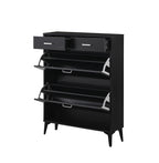Large size Shoe Cabinet,Free Standing Tipping Bucket Shoe Rack Organizer with 2 Flip Drawers&2 Drawer,Modern Tipping Bucket for Entryway,Hallway,Bedroom-black - Grand Goldman Shop