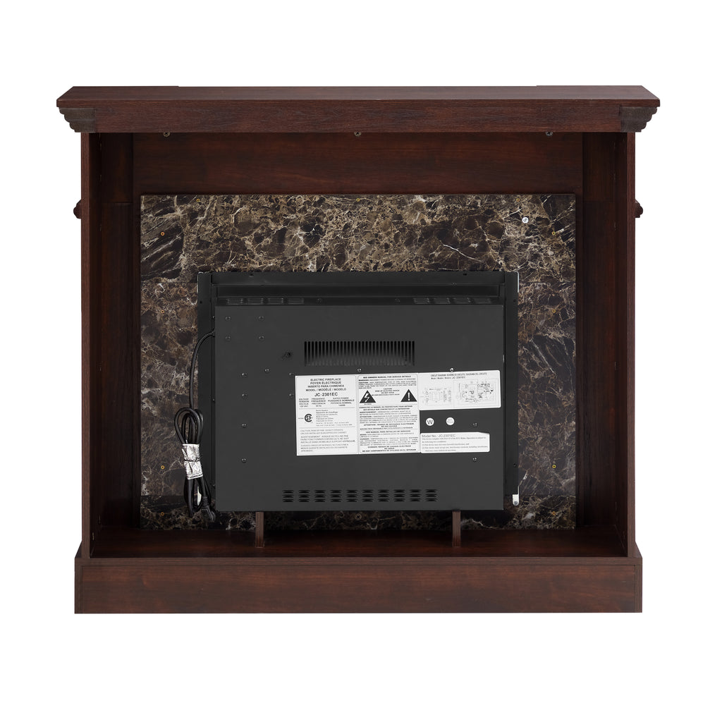 Electric Fireplace with Mantel, Fireplace Mantel, Fireplace Heater Freestanding, Realistic Stacked Stone Surround with Remote Control Timer LED Flame, Cherry, 45.66'W*11.8'D*40'H - Grand Goldman Shop