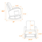 27.2'W Rocking Chair for Nursery, Polyester Glider Chair with High Back and Side Pocket, Rocking Accent Armchair with Rubber Wood Legs for Living Room/Bedroom.Black - Grand Goldman Shop