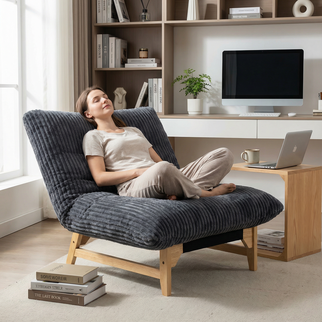 Bean bag chair for Adults ,Accent Armless Lazy Sofa, Casual Single Sofa, Corduroy Fabric, For Living Room And Bedroom , With Backrest, Single Seat - Grand Goldman Shop
