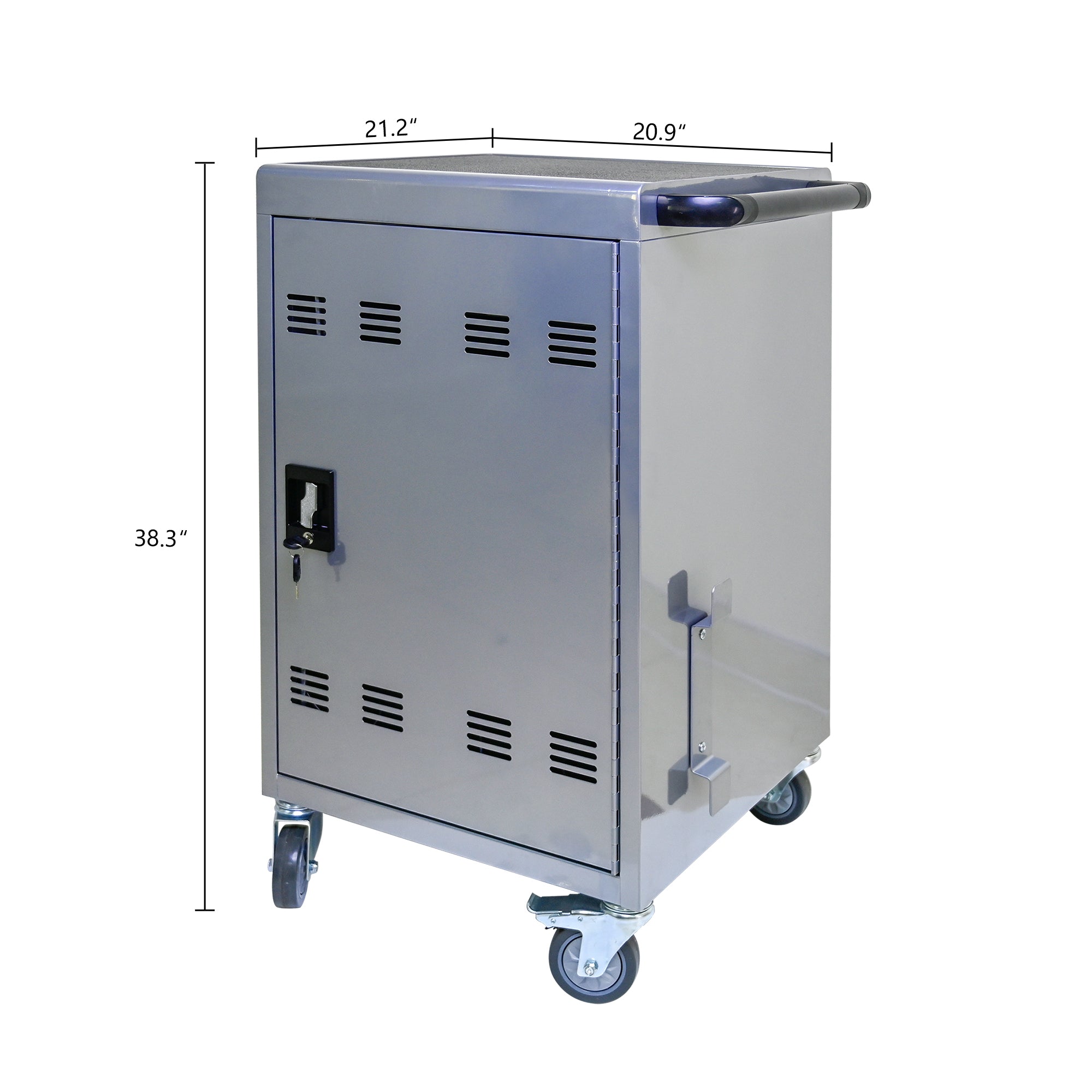 Mobile Charging Cart for Tablets Laptops 35-Device Capacity Matt Silver Metal - Grand Goldman