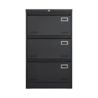 Black Metal 3-Drawer Lateral Filing Cabinet with Lock for Home and Office | Premium Home Decor - Grand Goldman