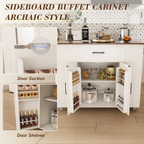 46' Kitchen Island on Wheels with Storage & Power Outlet - Movable Rustic Breakfast Bar Table, Wood Top with Adjustable Shelf & Drawer for Kitchen Dining Living Room, White - Grand Goldman Shop
