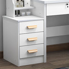 Fashion Vanity Desk with Mirror and Lights for Makeup and Chair, White MDF Vanity Set with 3 Color Adjustable LED Lighting, 4 Drawers - Grand Goldman Shop