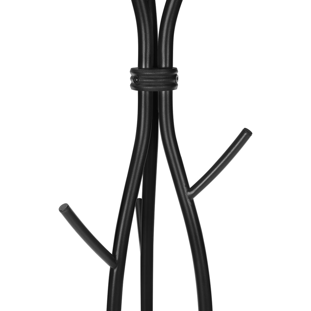 Coat Rack, Hall Tree, Free Standing, 11 Hooks, Entryway, 74'h, Bedroom, Black Metal, Contemporary, Modern - Grand Goldman Shop