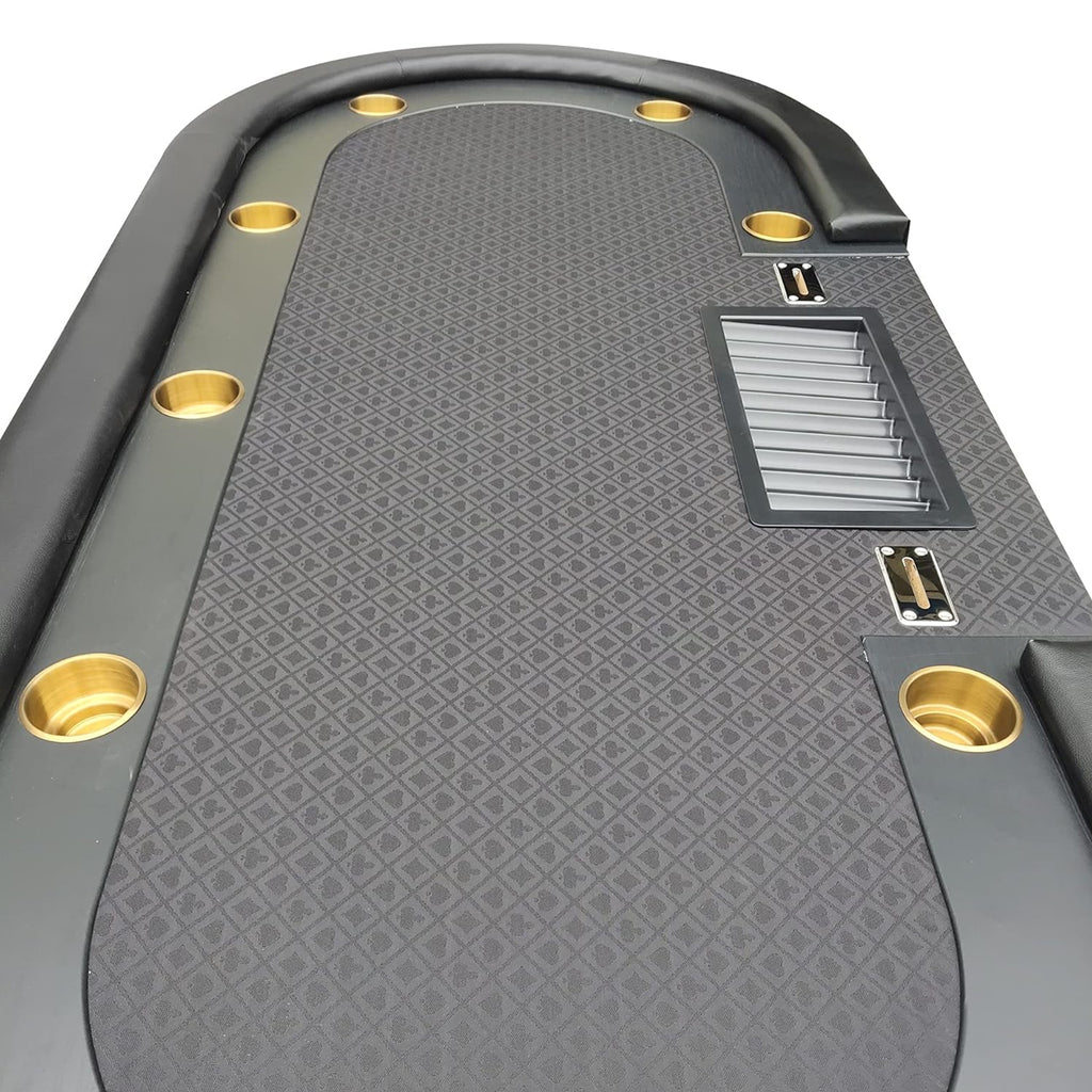 INO Design 96' Elite Oval Dark Knight Waterproof Felt Poker Table Top Only Black | Premium Home Decor - Grand Goldman