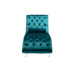 Velvet Chaise Lounge Indoor, Button-Tufted Upholstered Chaise Lounge Chair with Pillow, Teal Velvet, 63.38 inch - Grand Goldman Shop