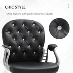 Vinsetto PU Leather Home Office Chair, Button Tufted Desk Chair with Padded Armrests, Adjustable Height and Swivel Wheels, Bl