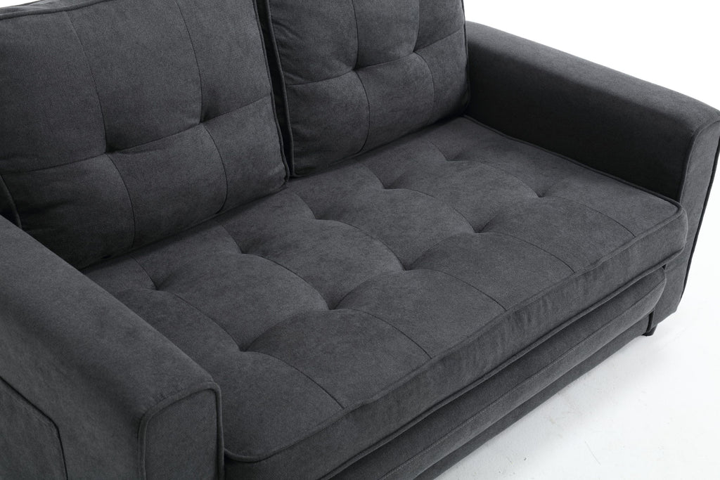 3 Fold Sofa,Convertible Futon Couch sleeper sofabed,Space saving loveseat,Pull Out Couch Bed for Living Room,Dark Gray & Light Gray & Beige,Velvet linen fabric - Grand Goldman Shop