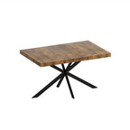 Retro Rectangular Stretch Dining Table with Antique Wood Top and Black Iron Base, Brown+Black, MDF+Metal, 55.11'-70.86'L - Grand Goldman Shop