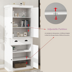 71' Kitchen Pantry Storage Cabinet , with 4 Doors, Drawer, 2 Adjustable Shelves, Freestanding Cupboard for Dining Room Living Room, Laundry-White - Grand Goldman Shop