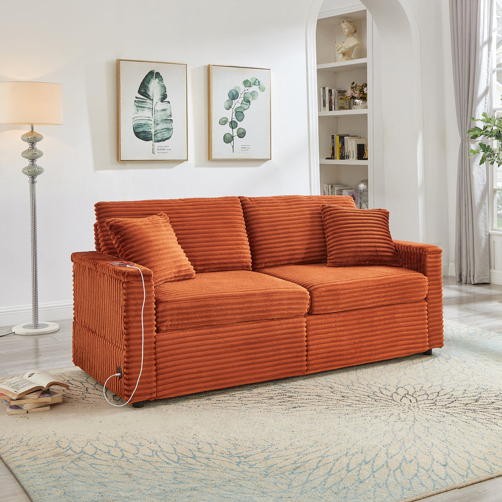 Comfortable Fluffy Corduroy Lazy Sofa, Storage Space for Big Loveseat, Super Soft Chaise Lounge with Double Ottomans and Table Board,Suitable for Chailiving - Grand Goldman Shop