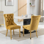 A&A Furniture,Nikki Collection Modern, High-end Tufted Solid Wood Contemporary Velvet Upholstered Dining Chair with Golden Stainless Steel Plating Legs,Nailhead Trim,Set of 2,Gold, SW1601GL - Grand Goldman Shop