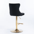 A&A Furniture,Golden Swivel Velvet Barstools Adjusatble Seat Height from 25-33 Inch, Modern Upholstered Bar Stools with Backs Comfortable Tufted for Home Pub and Kitchen Island（Black,Set of 2） - Grand Goldman Shop