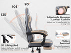 Gaming Chair, Ergonomic Computer Chair with Footrest and Massage Lumbar Support, Height Adjustable Swivel Video Game Chair fo