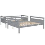 Gray Twin over Full Bunk Bed with Ladder and Safety Guardrail, Pine Wood and MDF, 79.3''L x 57.1''W x 61.3''H - Grand Goldman Shop
