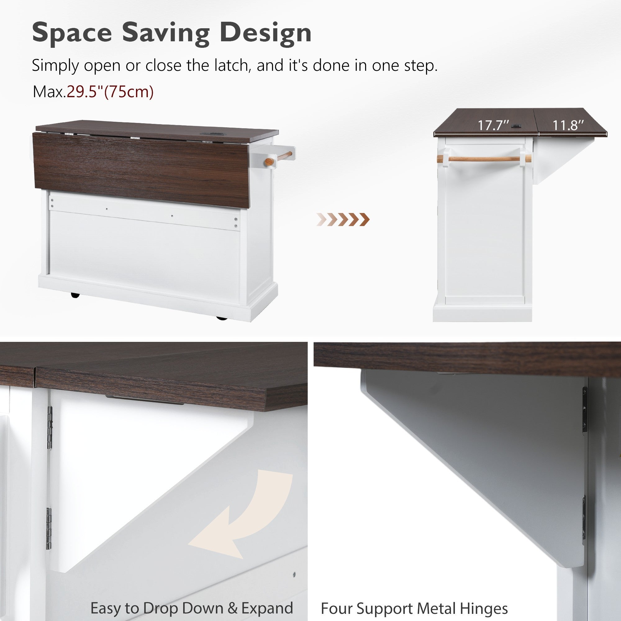K&K 54.9' Kitchen Island with Drop Leaf, Power Outlet, Kitchen Storage Cart with 4 Door Shelves, Cross Barn Doors & Visual Glass Door, Rolling Kitchen Island on 4 Wheels for Kitchen, Dining Room,White - Grand Goldman Shop