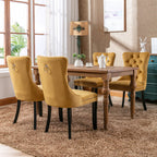 Nikki Collection Modern, High-end Tufted Solid Wood Contemporary Velvet Upholstered Dining Chair with Wood Legs Nailhead Trim 2-Pcs Set,Gloden, SW2001GL - Grand Goldman Shop