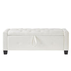 48' Ottoman Bench with Storage, Bench for Bedroom,Living Room,Hallway, Upholstered Tufted Faux Leather PU Ottoman Ivory White - Grand Goldman Shop