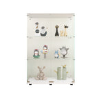 Two-door Glass Display Cabinet 3 Shelves with Door, Floor Standing Curio Bookshelf for Living Room Bedroom Office, 49.3'*31.7
