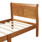 Minimalist Wood Platform Twin Bed Frame with Sleigh Headboard/Footboard and Wood Slat Support - Grand Goldman Shop