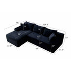 106.3' Cloud Modular Sectional Sofa Couch with L-Shape Chaise, Modern Minimalist Upholstered Couches for Living Room Bedroom, Deep Seat Corner Couch, No Assembly Required - Grand Goldman Shop