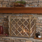 Margaret 3-Panel Fireplace Screen Iron Black/Gold - Grand Goldman Shop