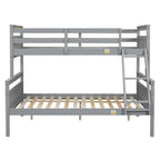 Gray Twin over Full Bunk Bed with Ladder and Safety Guardrail, Pine Wood and MDF, 79.3''L x 57.1''W x 61.3''H - Grand Goldman Shop