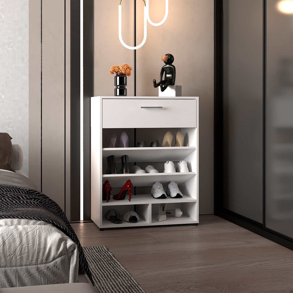 Shoe Rack, 1 Door, 4 Legs, 5 Shelves - Grand Goldman Shop
