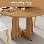 Round Dining Table for 4 - 47 Inch Farmhouse Kitchen Table, MDF Circle Table with Oak Finish, 300lb Weight Capacity, Easy Assembly for Dining Room, Kitchen, Living Room - Spiced Round Table - Grand Goldman Shop