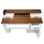White Farmhouse Office Desk with Storage Cabinet, Charging Station, Monitor Stand & Pegboard, 55' Computer Writing Desk with 