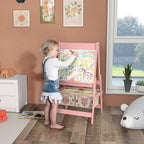 Qaba Art Easel for Kids with Paper Roll, 3 in 1 Toddler Painting Easel with Blackboard, Whiteboard, Storage Baskets, Pink - G