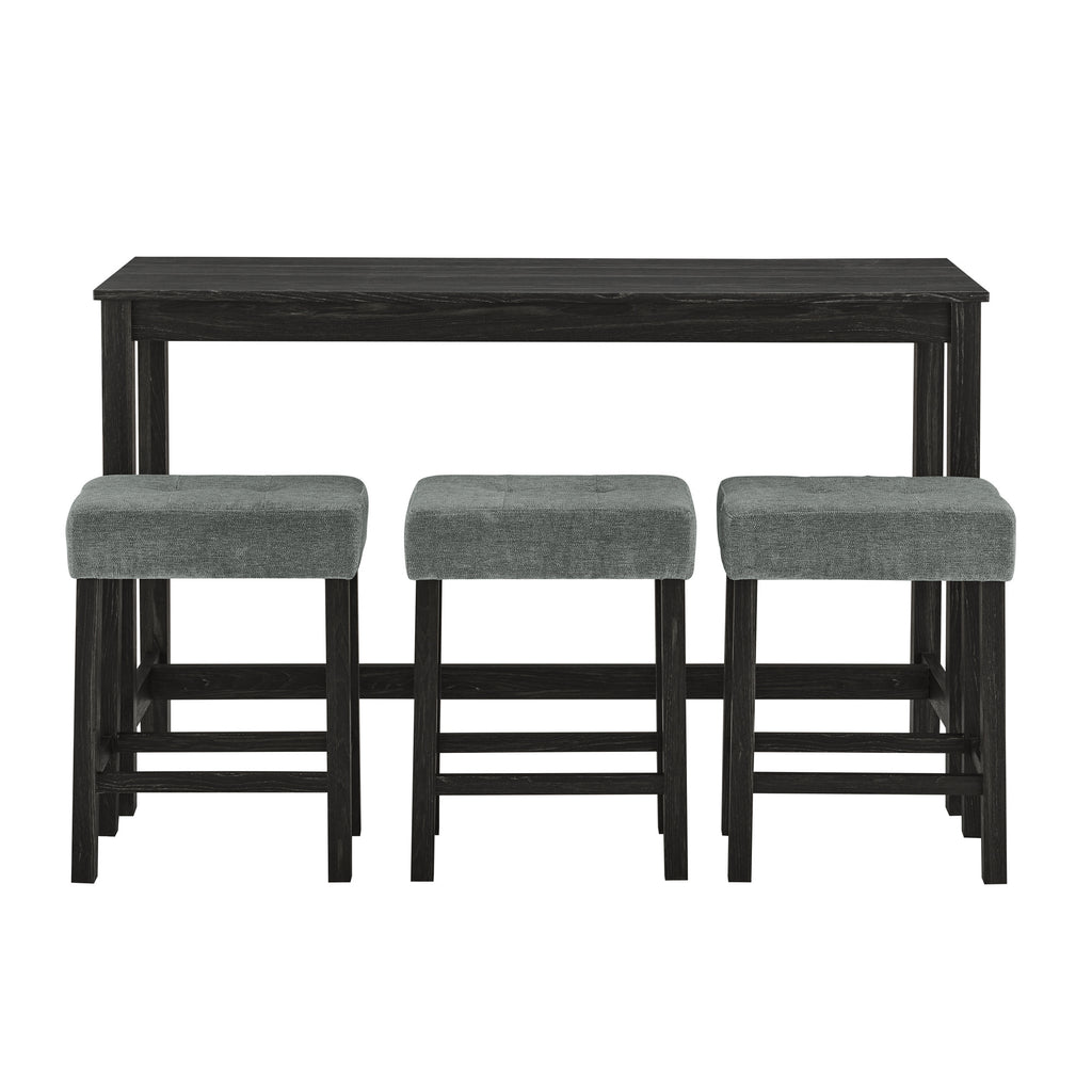 59 Inch Bar Table, Dining Table, Sofa Table with Power Outlet, 3 Upholstered Stools, 4 Piece Bar Table and Chair Set for Living Room, Dining Room, Kitchen - Grand Goldman Shop
