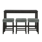 59 Inch Bar Table, Dining Table, Sofa Table with Power Outlet, 3 Upholstered Stools, 4 Piece Bar Table and Chair Set for Living Room, Dining Room, Kitchen - Grand Goldman Shop