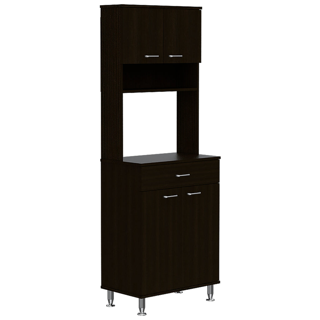 Della 60 Kitchen Pantry with Countertop, Closed & Open Storage -Black | Premium Home Decor - Grand Goldman
