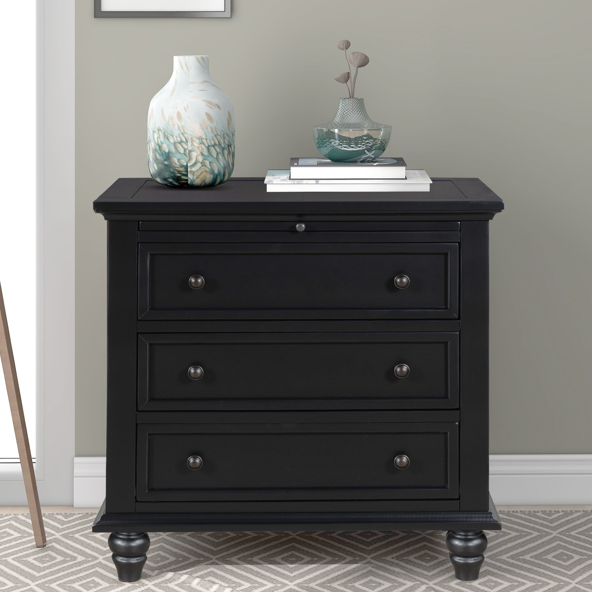 U_STYLE 27.6'' Painted Nightstand with pull-out tray, Fashion Bedside Cabinet with 3 Drawers, Minimalist Sofa Side Table with rubber legs and Metal handle for Bedroom Sofa Couch Office - Grand Goldman Shop